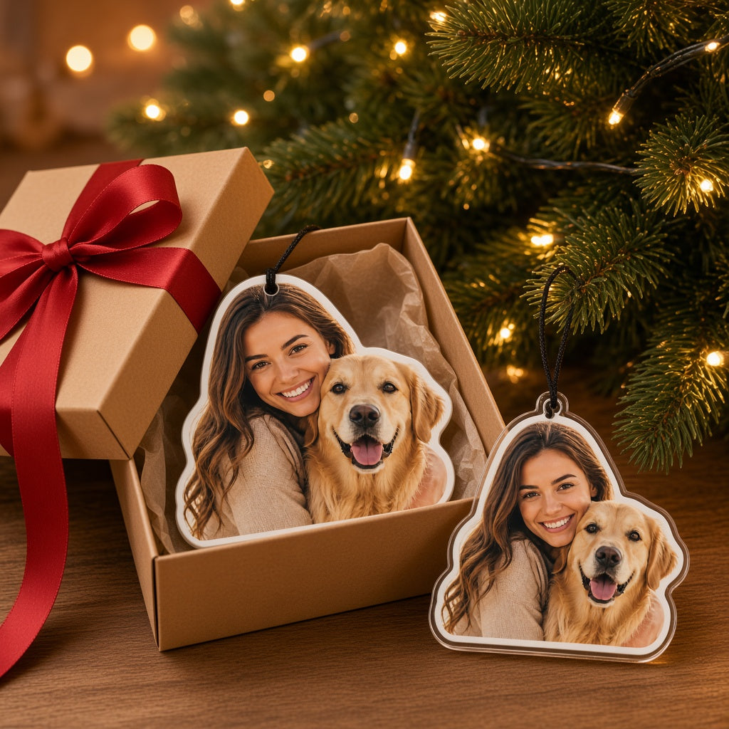 Personalized photo car gift set under Christmas tree